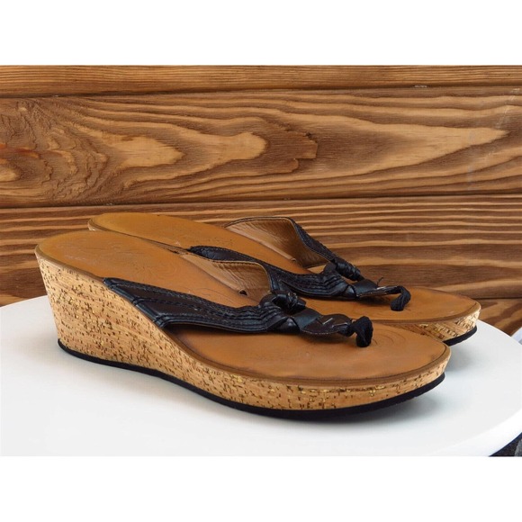 Clarks Size 9 M Women‎ Sandal Flip Flop Black Leather - Picture 4 of 10